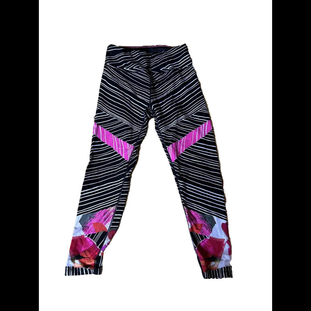 👖🖤Calvin Klein Performance Quick Dry Black Striped Leggings Medium NWOT